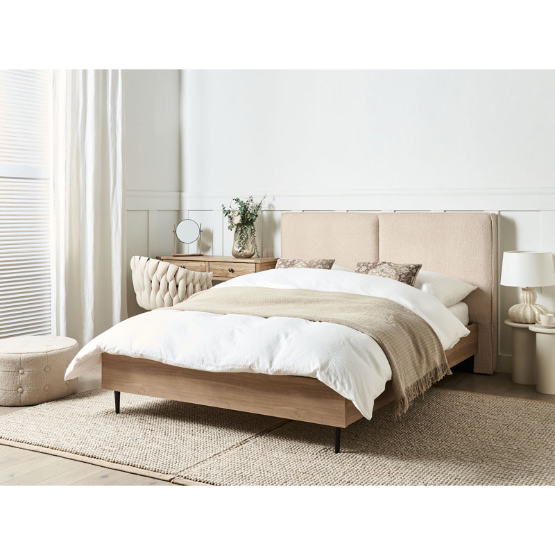 Bed Boucle IZERNORE 200 cm Beige, European Double (140 x 200 cm)