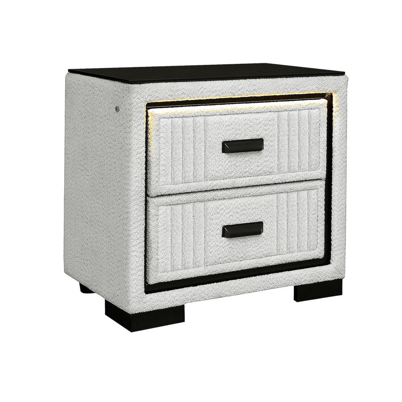Isaiah White and Black Nightstand, White/Black