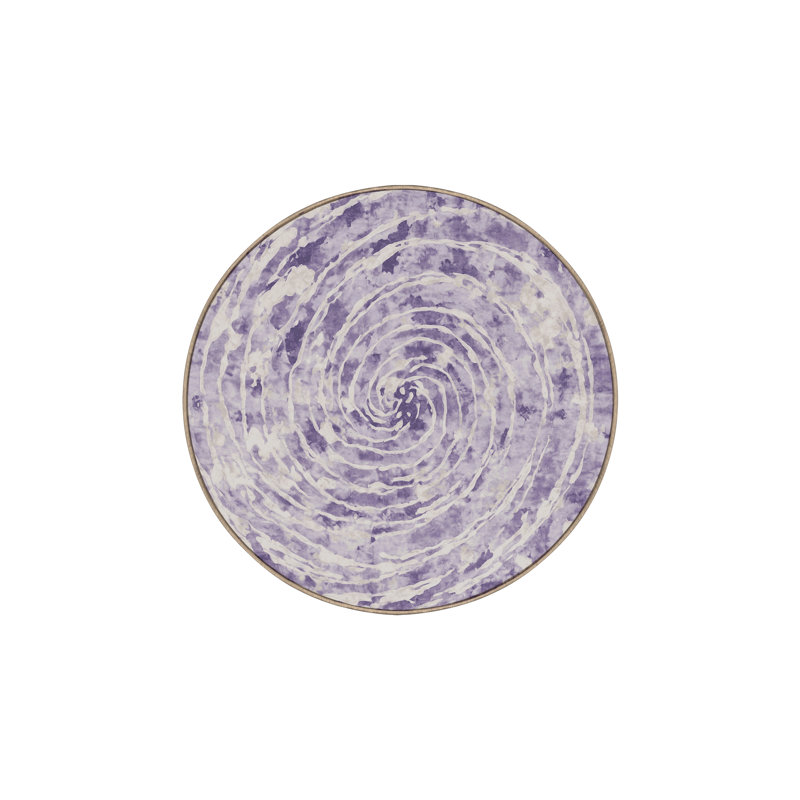 Tapis beige soyeux et moelleux, Rond 4 pi