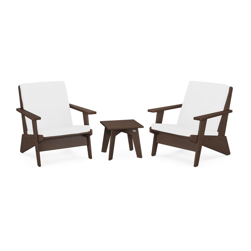 Riviera Modern Lounge 3-Piece Set, Mahogany, Natural