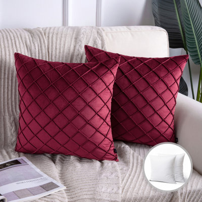Coussin décoratif carré en velours 18 po, coussins décoratifs texturés à losanges