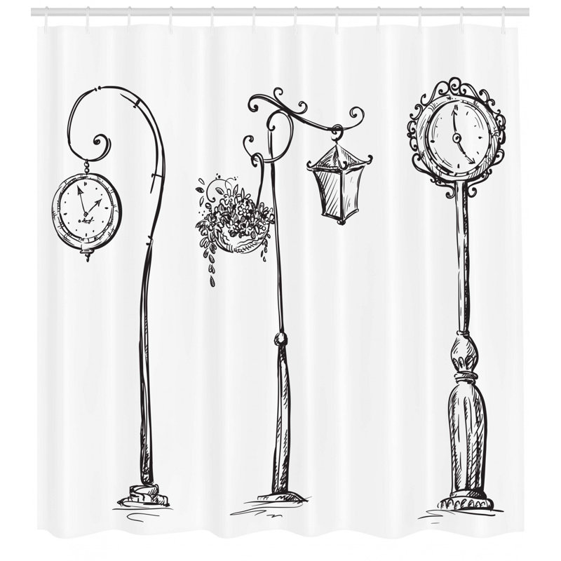 Ensemble de rideau de douche Street Clocks Lamp, H 70 po x l 69 po
