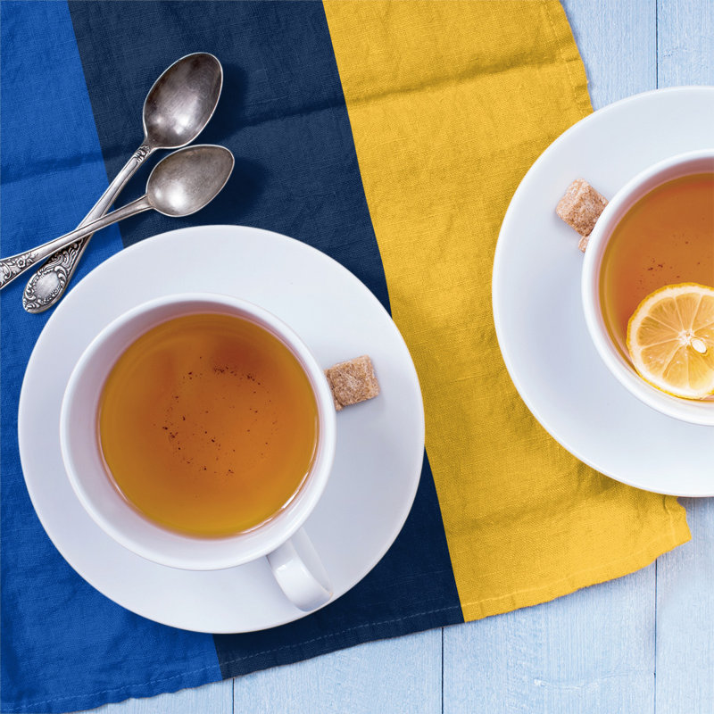 Anaheim Stripe Tea Towel Kitchen Towel, Cotton Twill, Royal Blue/Navy Blue/Gold