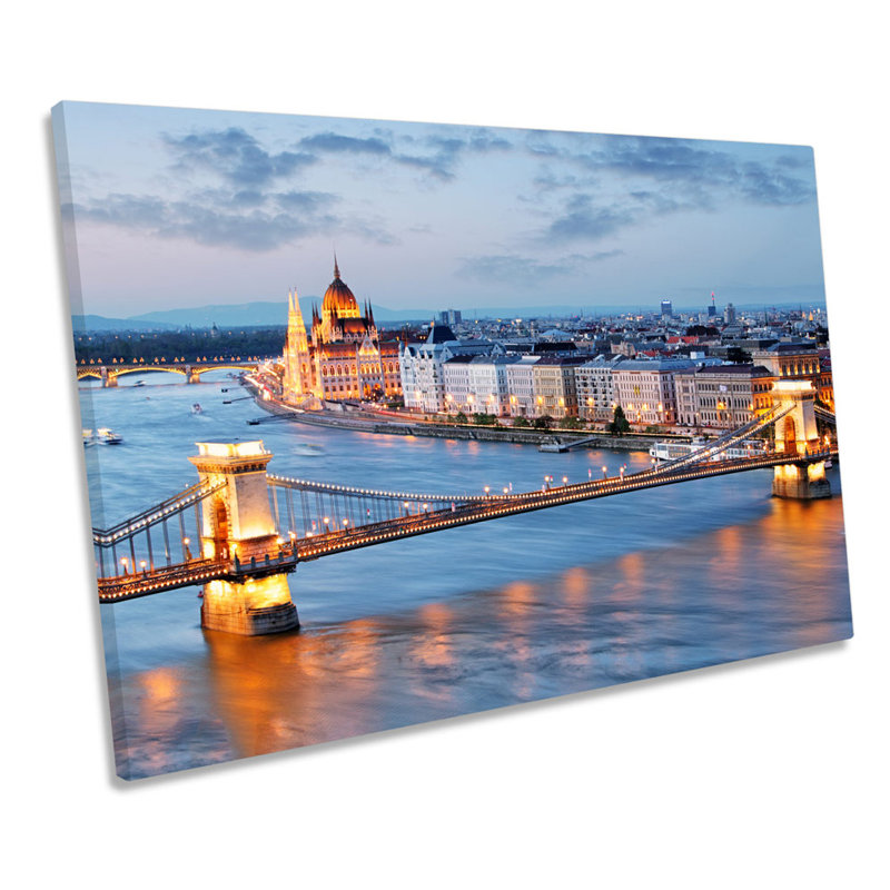Budapest Hungary City Skyline - Wrapped Canvas Print, 81.3cm H x 121.9cm W x 4cm D