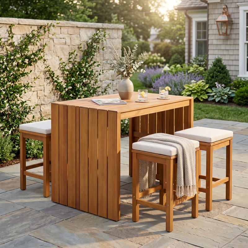 Ensemble de 5 barres de patio en bois d'acacia naturel