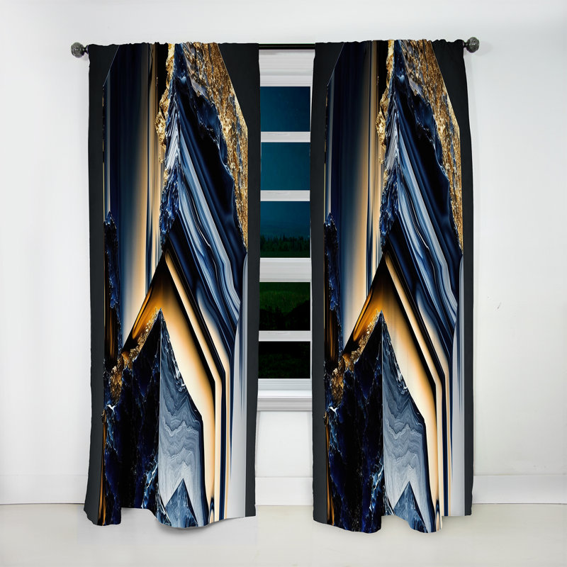 Amberson - Rideau en velours moderne - obscurcissement de la chambre - géométrique abstrait bleu IV - 1 panneau