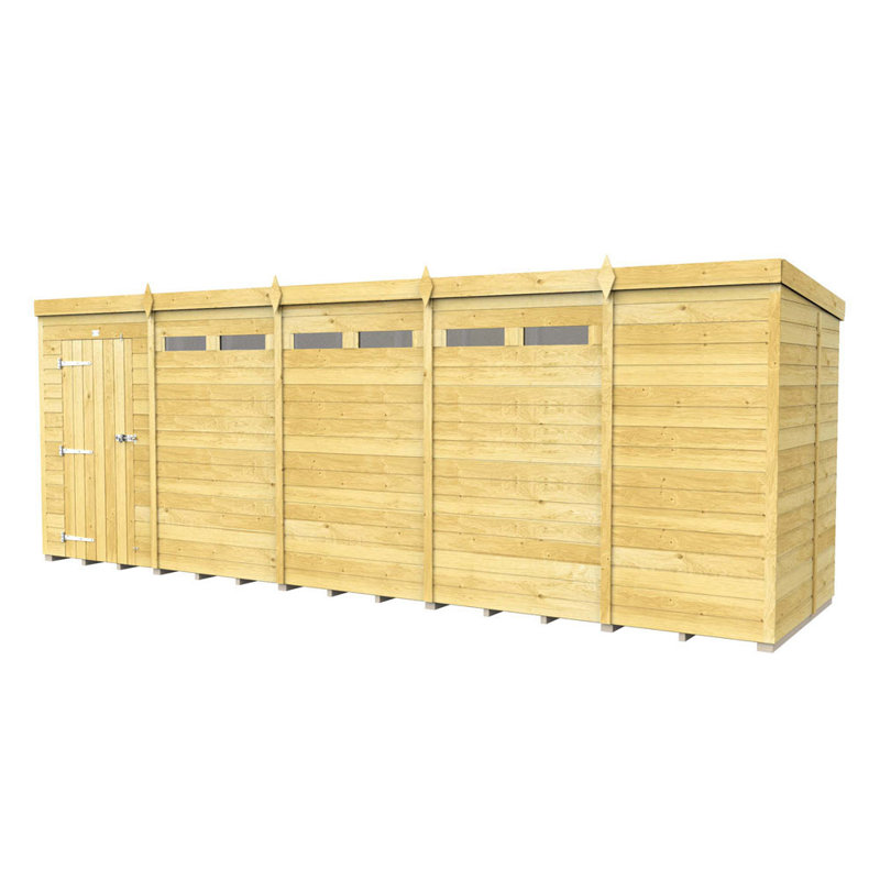 19ft x 5ft Pent Security Shed - Single Door