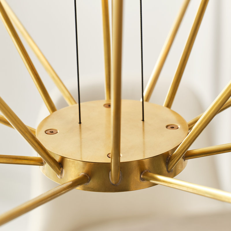 Sean Lavin Lassell two tier extra large chandelier in natural brass finish with crystal glass shades