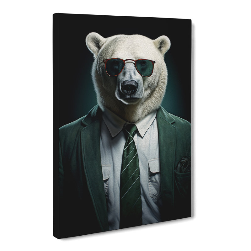 Polar Bear With Glasses - Print, 50cm H x 35cm W x 3cm D
