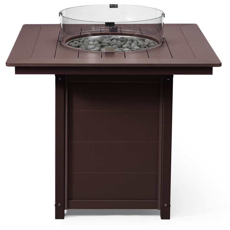 Table carrée avec foyer 42 po, 42.25" H x 42.25" W x 42.25" D, Dark Brown