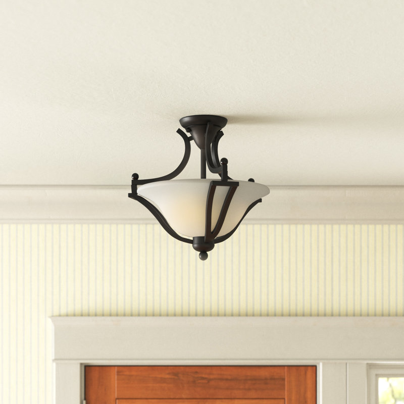 Gerth Glass Semi Flush Mount, Matte Black