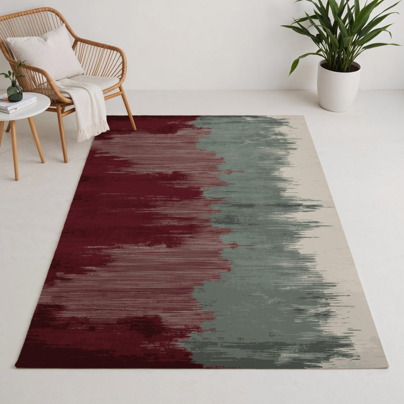 Watercolor Gray Indoor and Outdoor Area Rug, Rectangle 5' x 7'