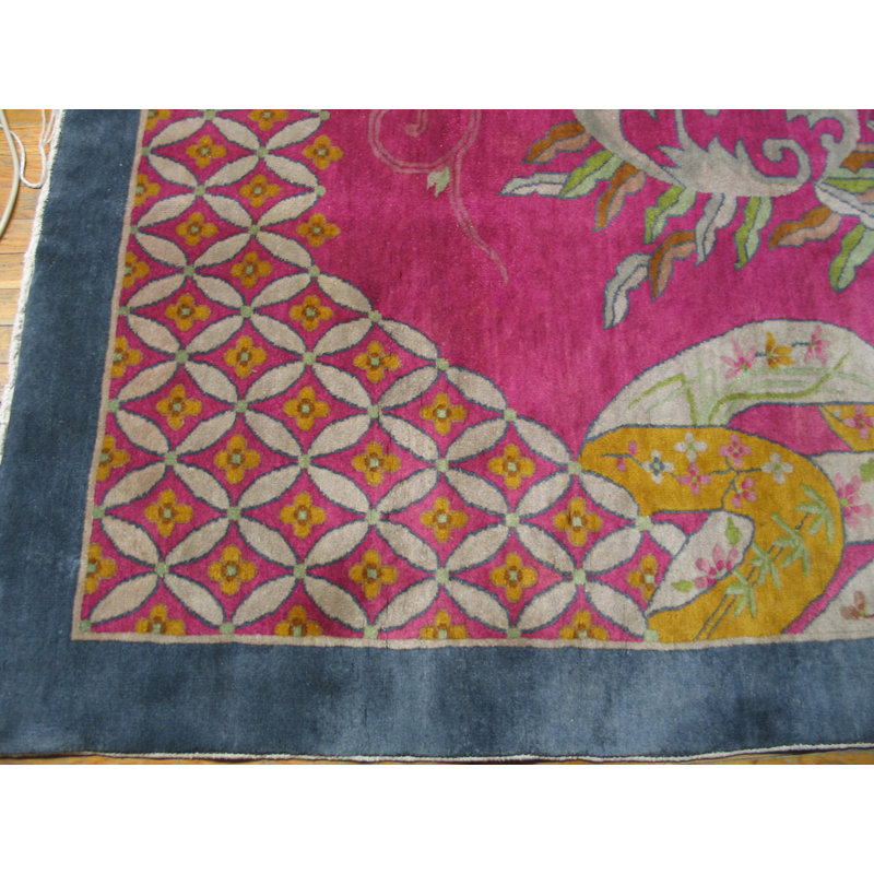 Hand Knotted Wool Area Rug in Pink