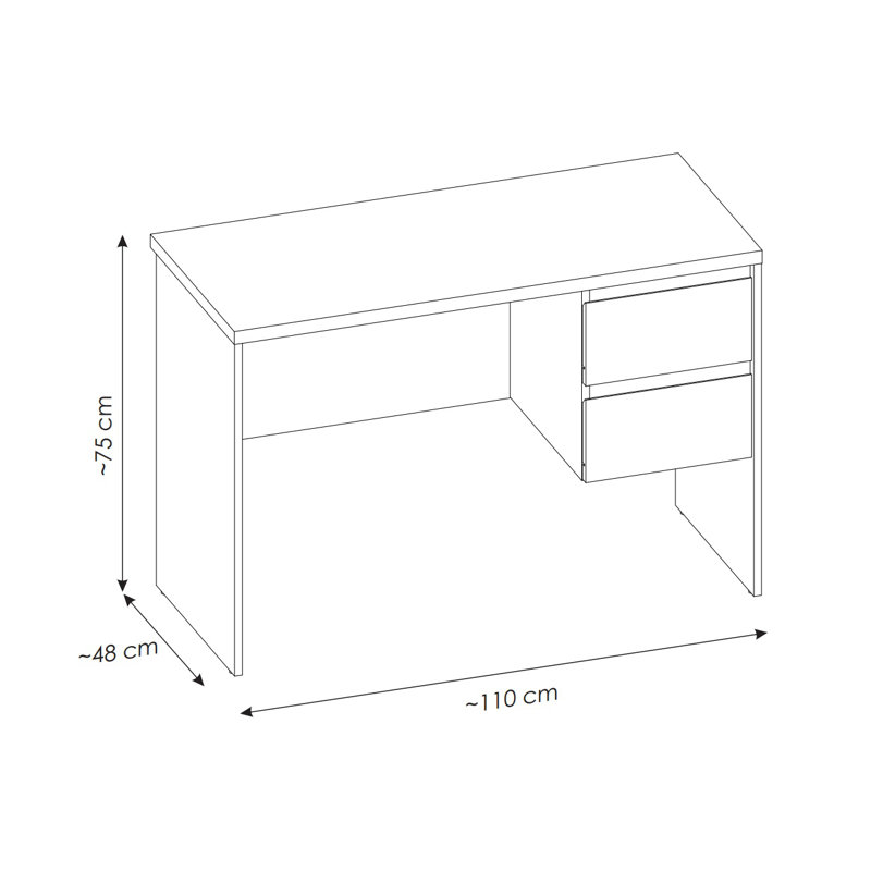 Canizales Desk, Oak, 75cm H x 110cm W x 48cm D