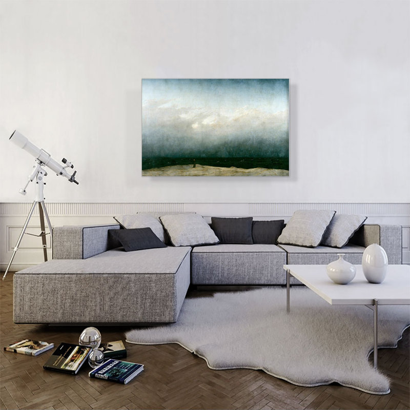 «Monk by Sea 1808» par Caspar David Frederick, reproduction d'art sur toile tendue, H 26 po x l 40 po x P 0,75 po