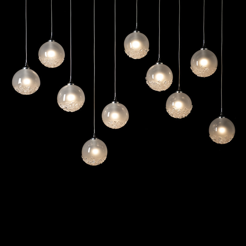 Fritz 10 - Light Kitchen Island Globe Pendant, 80" H x 44.5" W x 9.4" D, Black