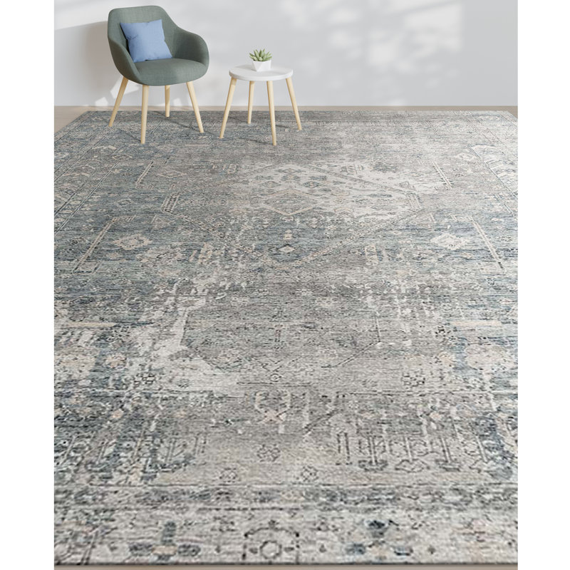 Wool Oriental Area Rug in Gray, Rectangle 10' x 14'