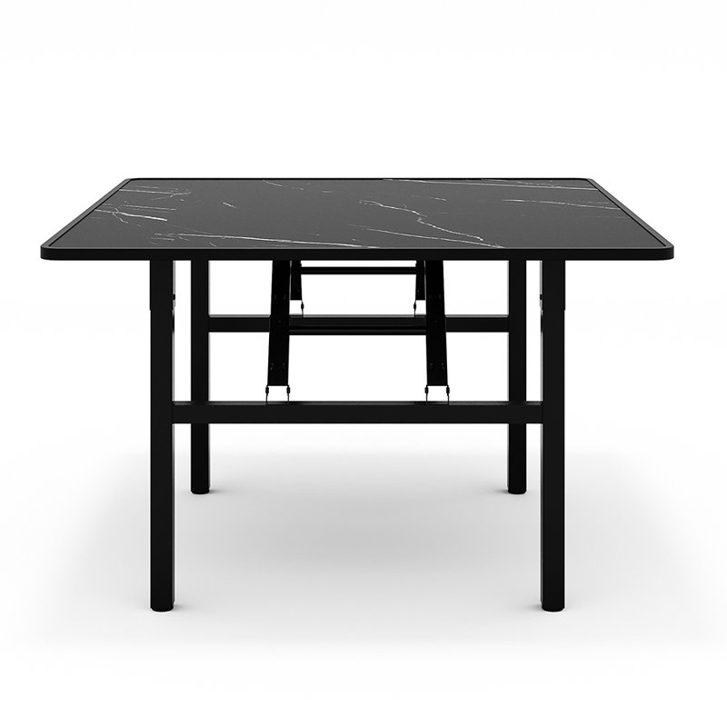 Kyandra Square 80cm Folding Coffee Table with Marble Effect Top, 51cm H x 80cm L x 80cm D