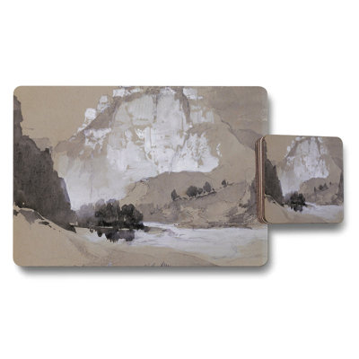 Vintage Style Rocket Launch Landscape Placemat And Coaster Set