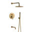 Robinet mélangeur de luxe en laiton massif à 3 fonctions mural, débit de 1,8 gal / min et deux pommes de douche avec valve brute-58146946