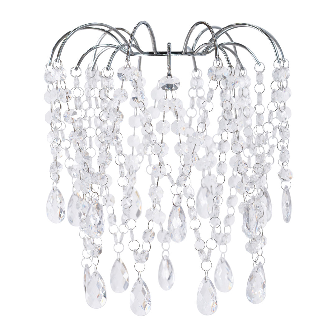 27cm H x 25cm W Plastic / Acrylic Empire Lamp Shade (Clip On) in Silver