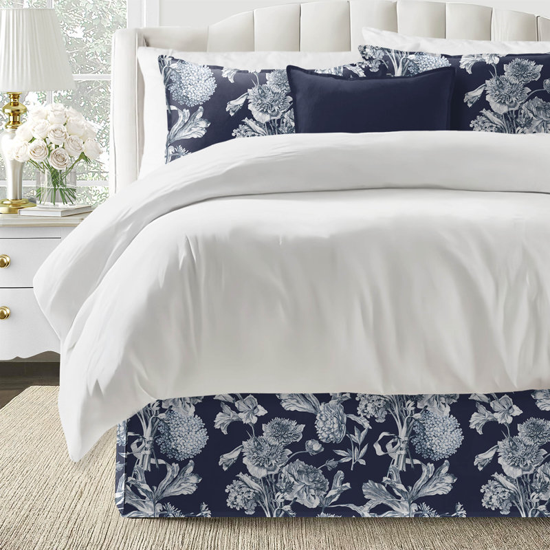 Alexandria Indigo Cotton Bedskirt, 15", King