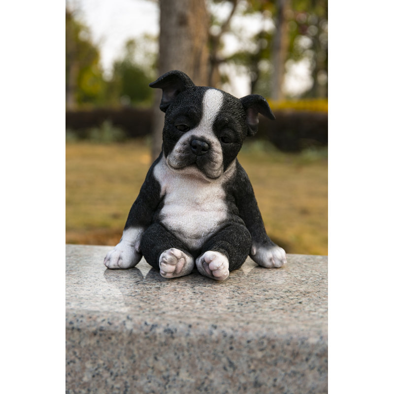 Statue de chiot terrier de Boston endormi assis