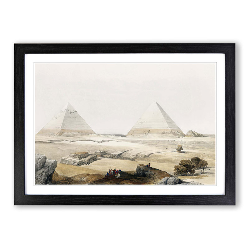 Pyramids of Giza by David Roberts - Picture Frame Painting Print, 48cm H x 65cm W x 2cm D, Black Framed