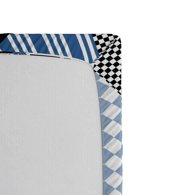 Microfiber Geometric Fitted Sheet, Queen Fitted Sheet