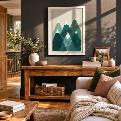 Layered Mountain Peaks Geometric - Framed Print
