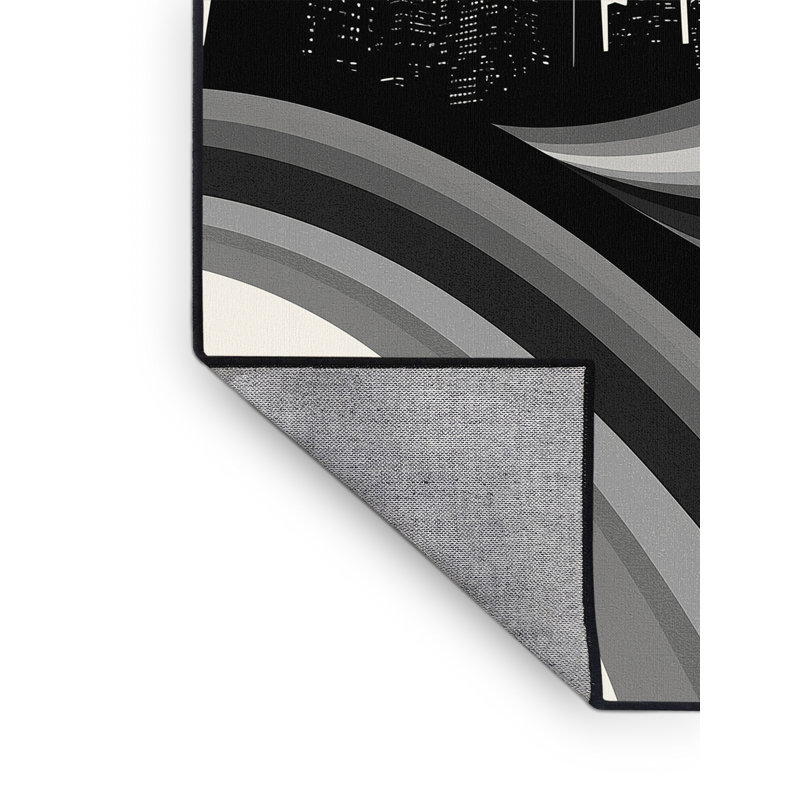 Tapis blanc à motif d'arc contemporain lavable à la machine Pegah, 4 x 6