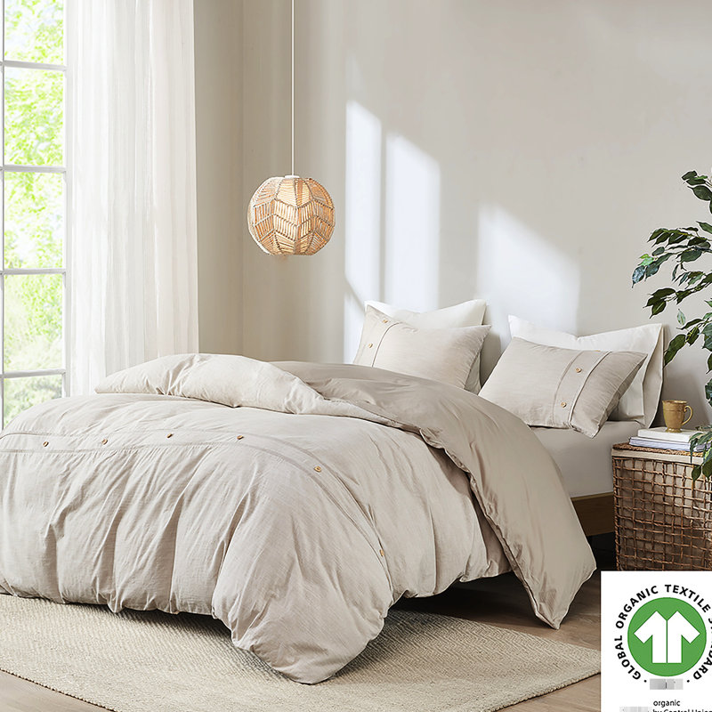 Housse de couette en coton biologique 3 pièces pour très grand / très grand style 144Tc respirant naturel