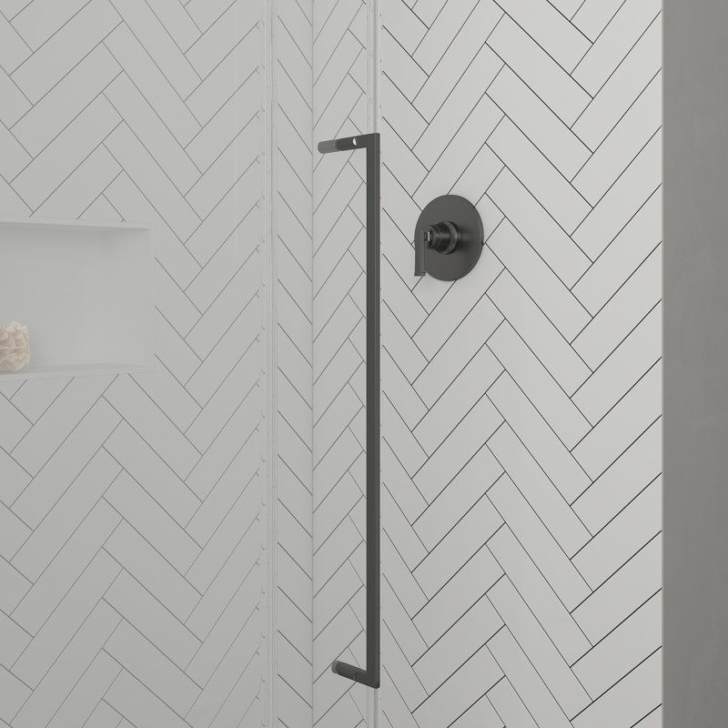 Ensemble de douche coulissante avec porte et base 48 po x 32 po Selby - Noir, H 76,77 po x l 47,99 po x P 32,01 po, Noir mat