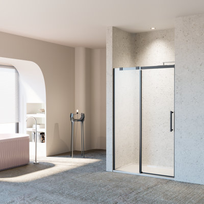 44"-48"W x 76"H Frameless Single Sliding Shower Door with 5/16" SGCC Tempered Glass,304 Stainless Steel Hardware
