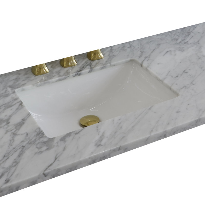 43" White Carrara Marble Countertop with Ceramic Sink