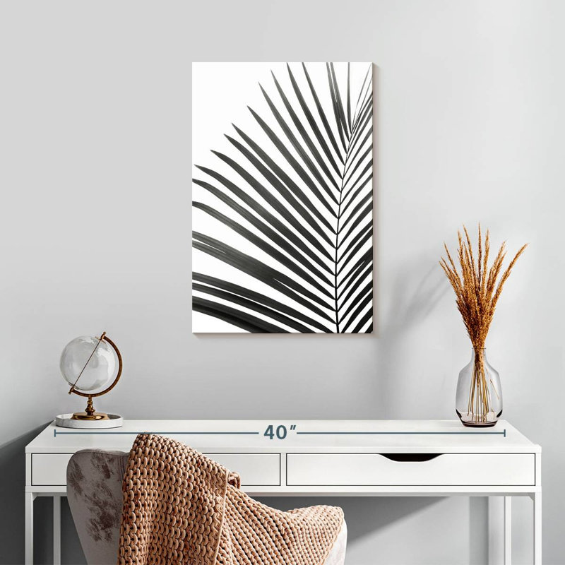 Harnek Palm Leaf In Black And White, 24" H x 16" W