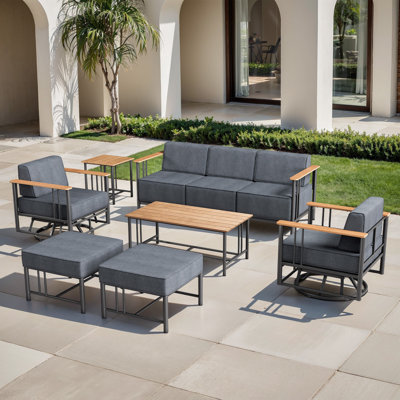 Coan Archlebov 5-7 Person Outdoor Patio Conversation Set Seating Group With Coffee Table And Ottoman by Latitude Run