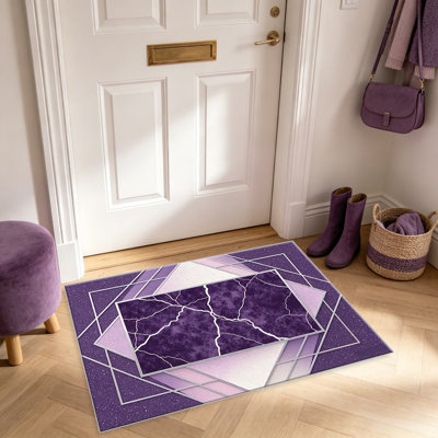 Tapis lilas en marbre argenté pour le salon, doux et confortable, adapté à toutes les saisons, facile à entretenir, tapis de sol intérieur lavable à la machine, sous la table de ferme convenant à la chambre à coucher, à la salle à manger, au bureau, au patio, au balcon, à la décoration intérieure