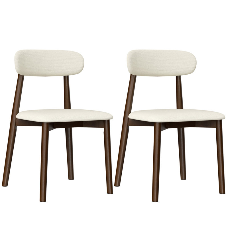 Chaises de salle à manger en bois massif recouvertes de tissu (paquet de 2)