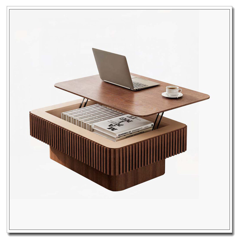 Lift-top Coffee Table with Storage and Adjustable Height, Walnut