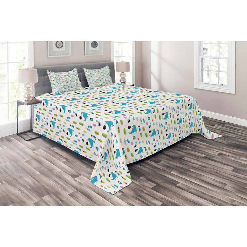 Dragon Coverlet, King Bedspread + 2 Shams