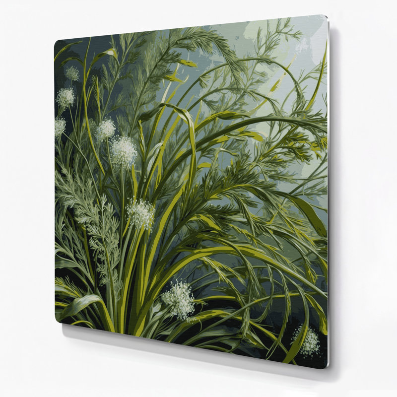 Art mural botanique vert aneth, H 16 po x l 16 po