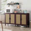 Buffet 70 po en rotin avec tablettes réglables, rangement élégant et durable pour la cuisine, le salon et la salle à manger-92539517