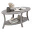  Table basse ovale à 2 niveaux avec tablette de rangement en bois d'hévéa