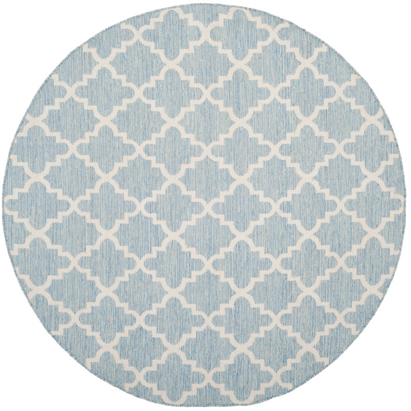 Tapis géométrique en coton tissé à la main Lockbourne, Rond 6 pi
