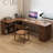 Nut-brown L-Shaped Solid Wood desks-107466483-107466479