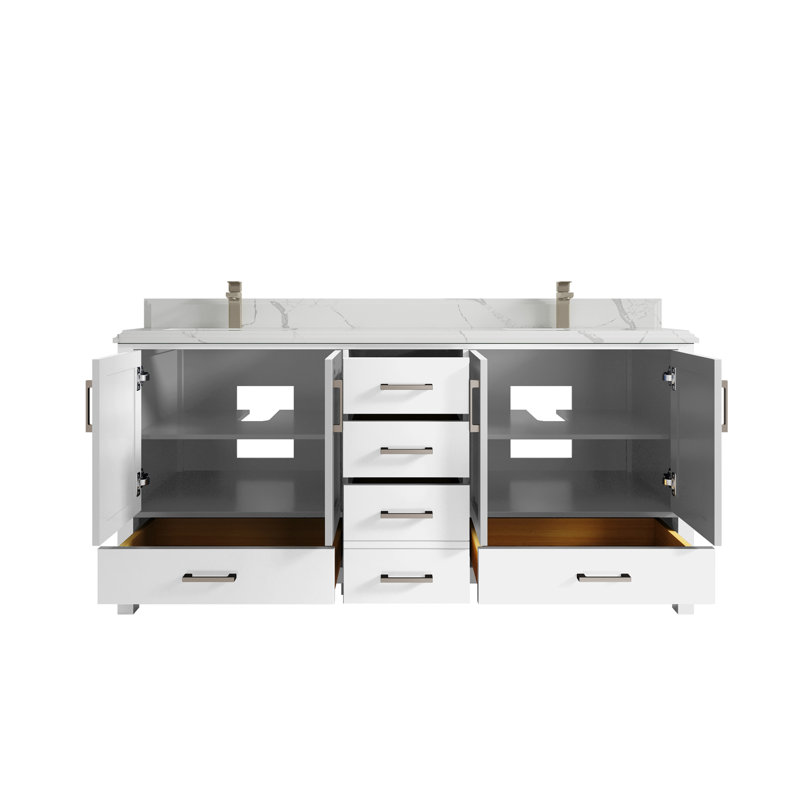 Ensemble de meuble-lavabo double 72 po Malibu Empira, Calacatta Laza