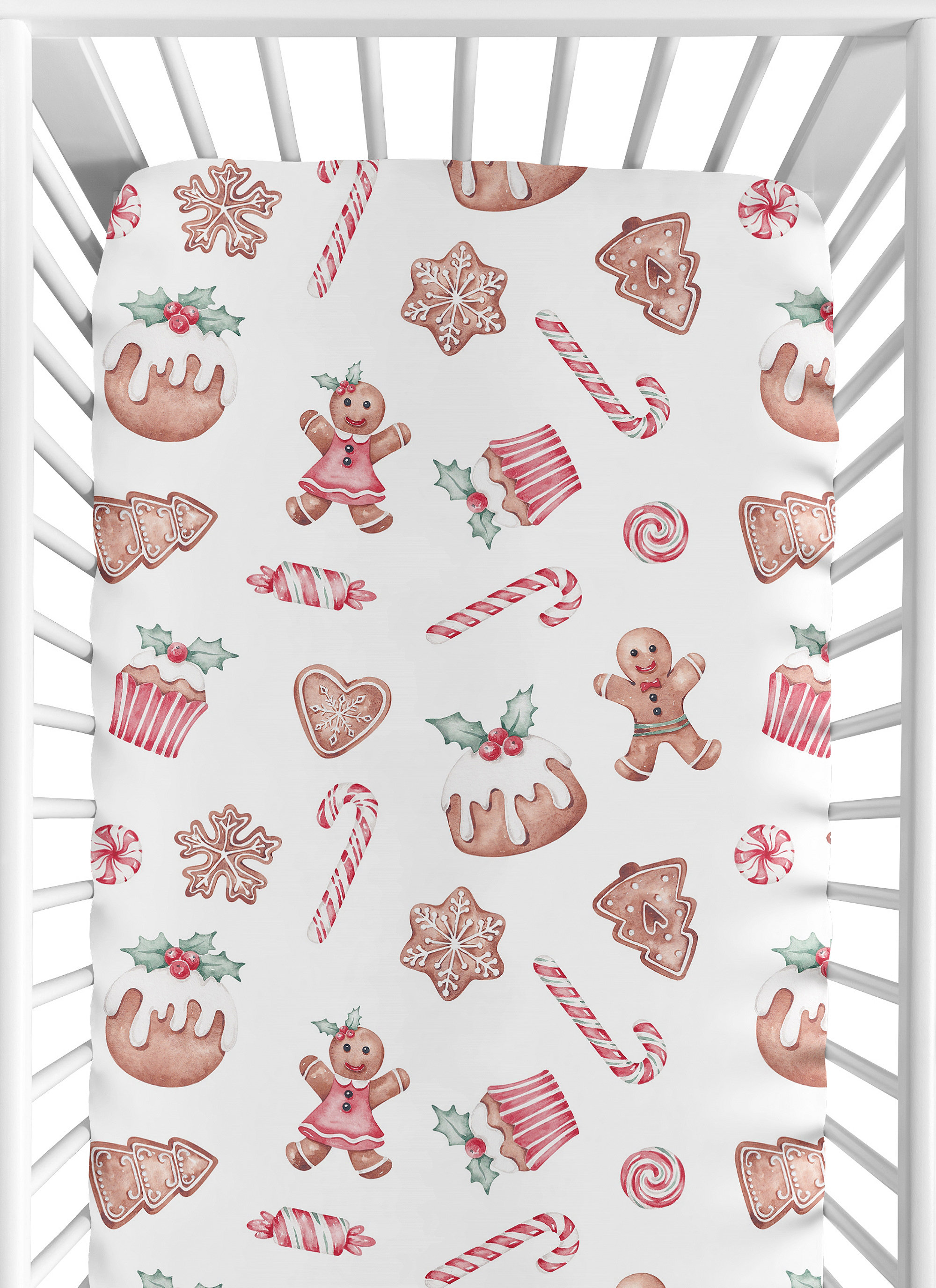 Sweet Jojo Designs Christmas Holiday Gingerbread Fitted Crib Sheet by