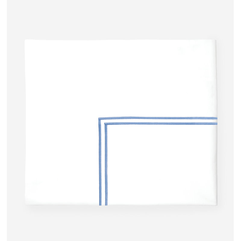 Grande Hotel Percale Flat Sheet, Full/Double Flat Sheet, White/Ocean