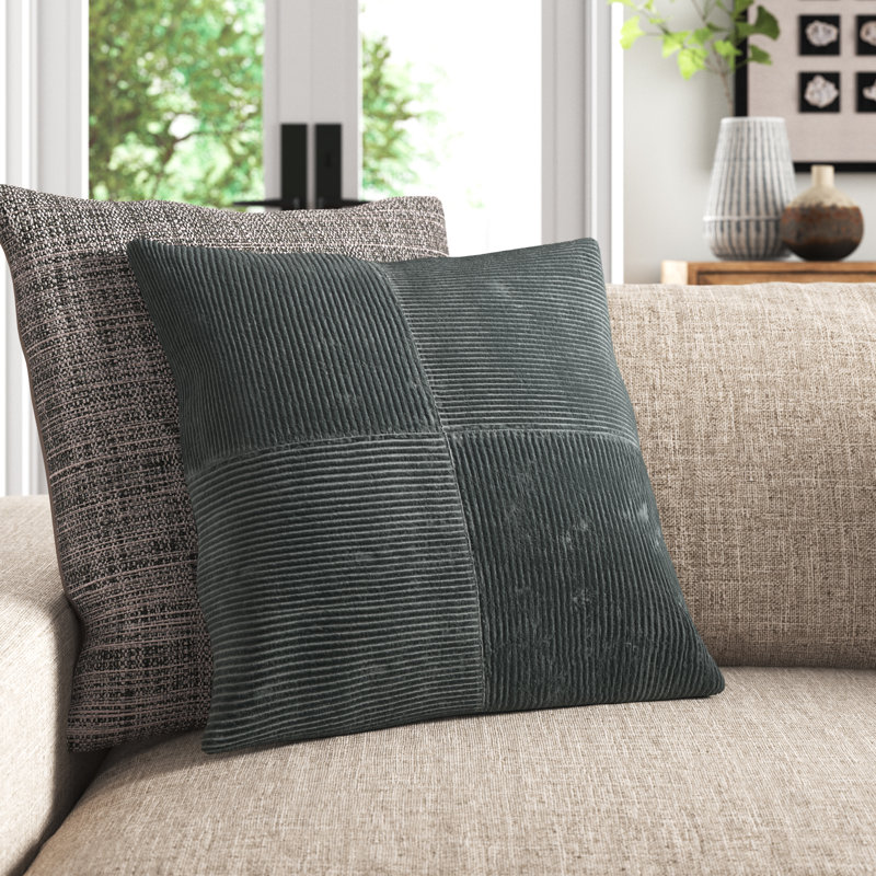 Coussin en polyester Selma, 20 po x 20 po, Gris anthracite